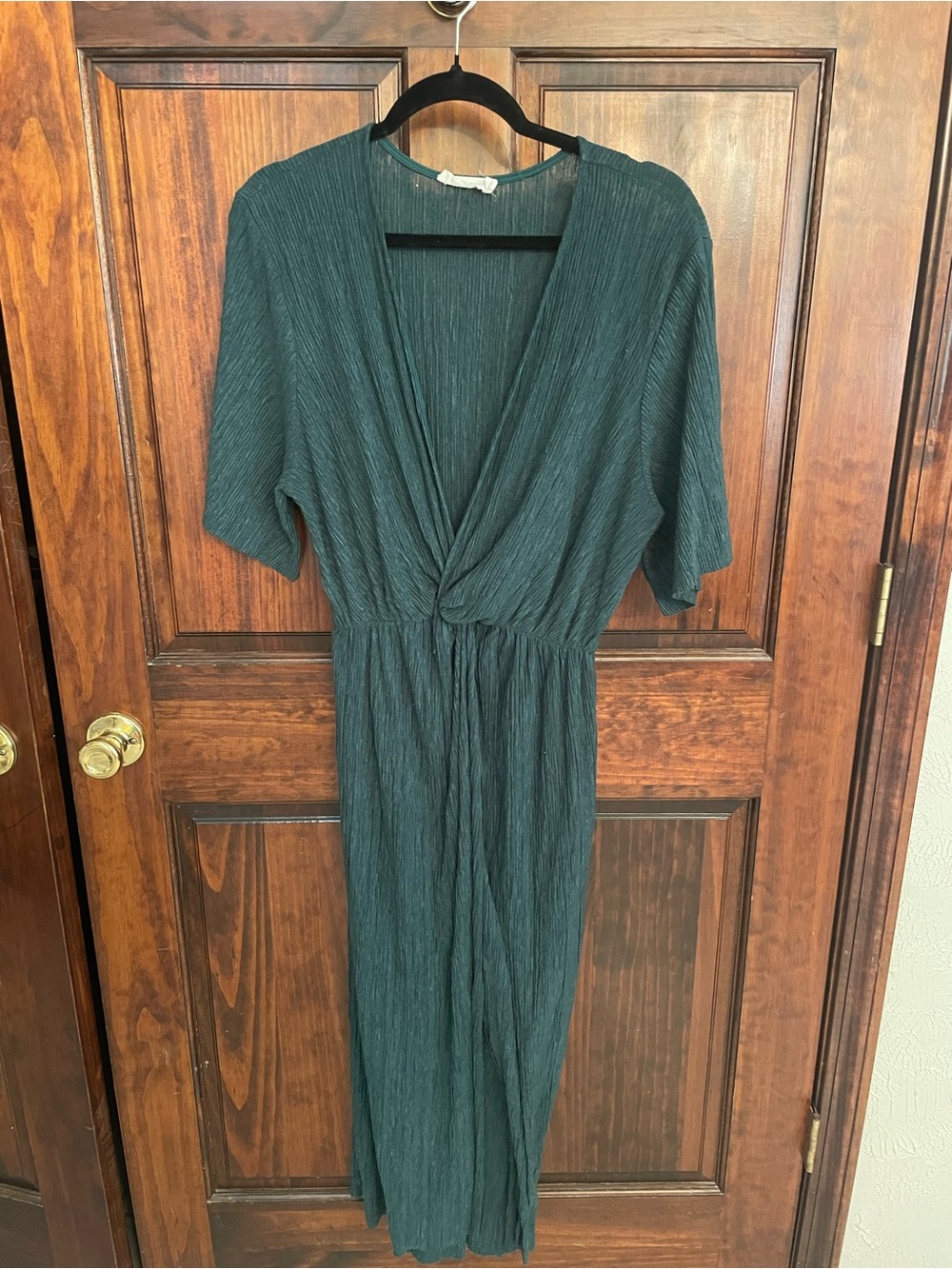 All in Favor Teal Twist-Front Midi Dress